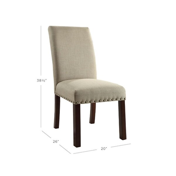 HomePop Linen Tan Nail Head Parsons Chairs (Set of 2) - N/A