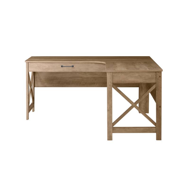 Saint Birch Alaska Modern Farmhouse L-Shaped Desk with Drawer