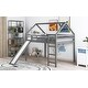 preview thumbnail 12 of 25, Contemporary Style Full Size Loft Bed with Slide, House Bed with Slide
