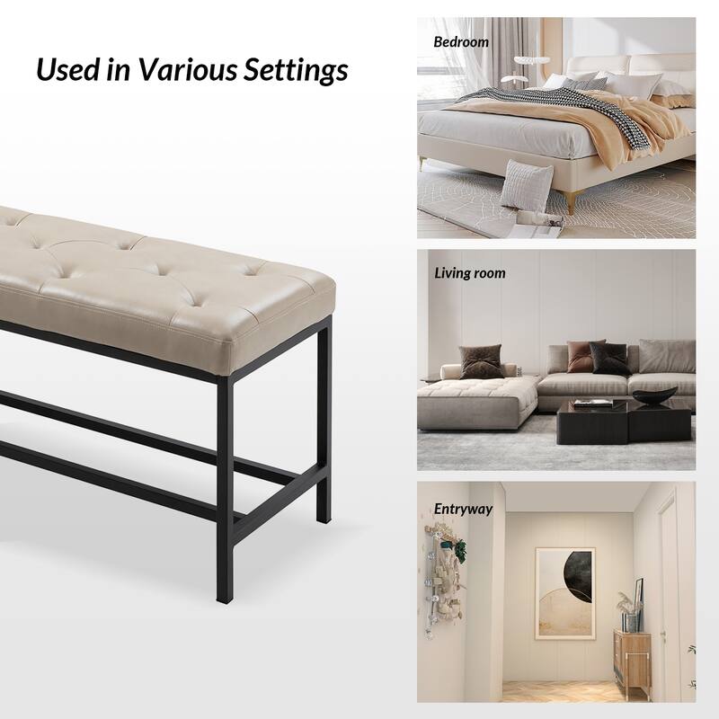 Horst 50 in.W Contemporary Upholstered Bench with Metal Legs by HULALA HOME