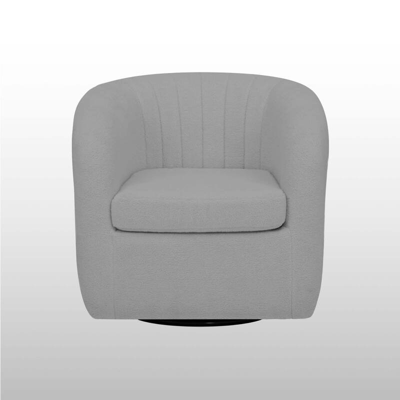 Teamson home - Monroe faux shearing 28.75" Swivel Tub Chair, Gray - 28"L x 29.5"W x 28.75"H