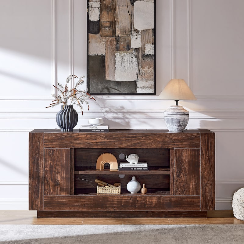 70" Modern TV Stand, Wood Entertainment Center for TVs Up to 80"