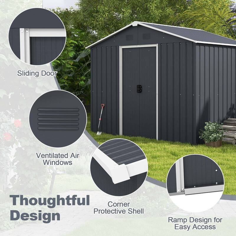Costway 5.7 FT x 7.5 FT Outside Storage Shed Double Door Outdoor Tool - See Details