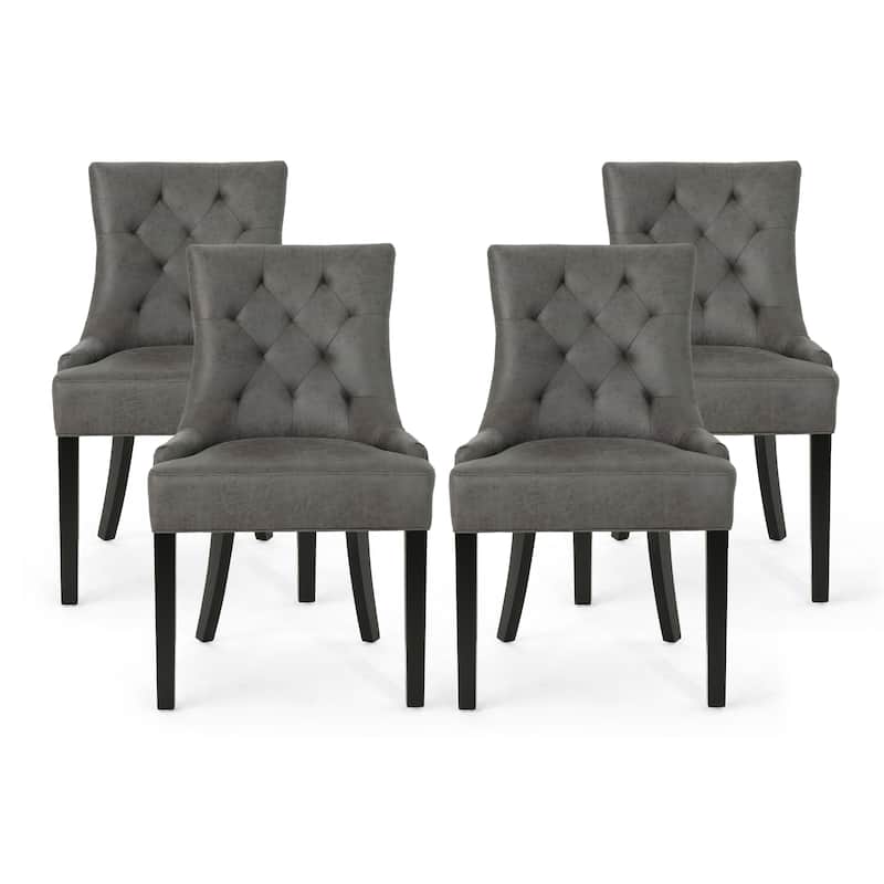 Hayden Contemporary Tufted Dining Chair (Set of 4) by Christopher Knight Home - Slate + Espresso