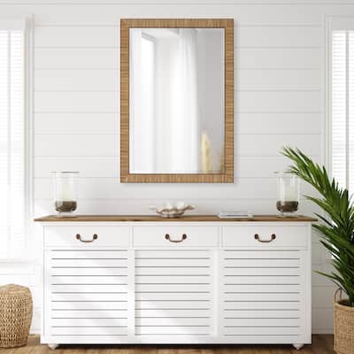 The Gray Barn Natural Brown Rattan Inspired Rectangular Wall Mirror