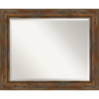 Beveled Wood Wall Mirror - Alexandria Rustic Brown Frame