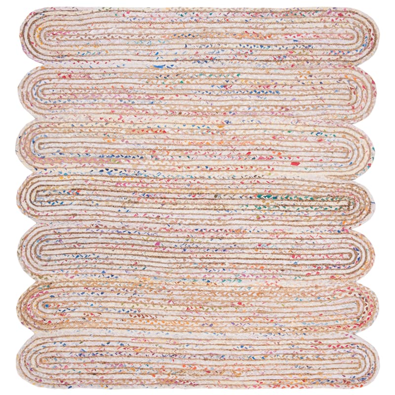 SAFAVIEH Handmade Cape Cod Hayrani Coastal Jute Rug - 6' Square - Ivory/Multi