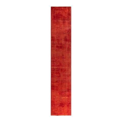 Contemporary Overdyed Wool Hand Knotted Runner - 2' 6" x 13' 6"