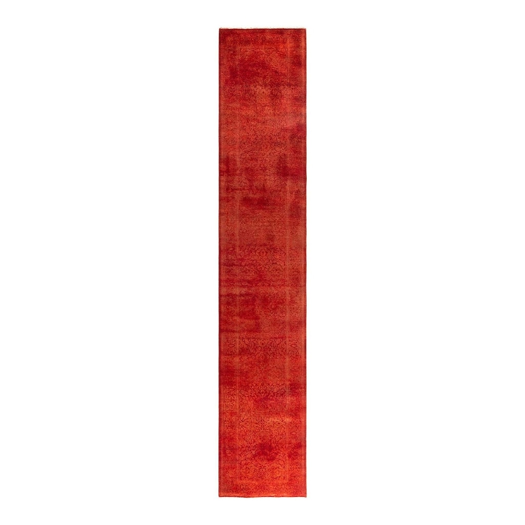 Contemporary Overdyed Wool Hand Knotted Runner - 2' 6" x 13' 6"