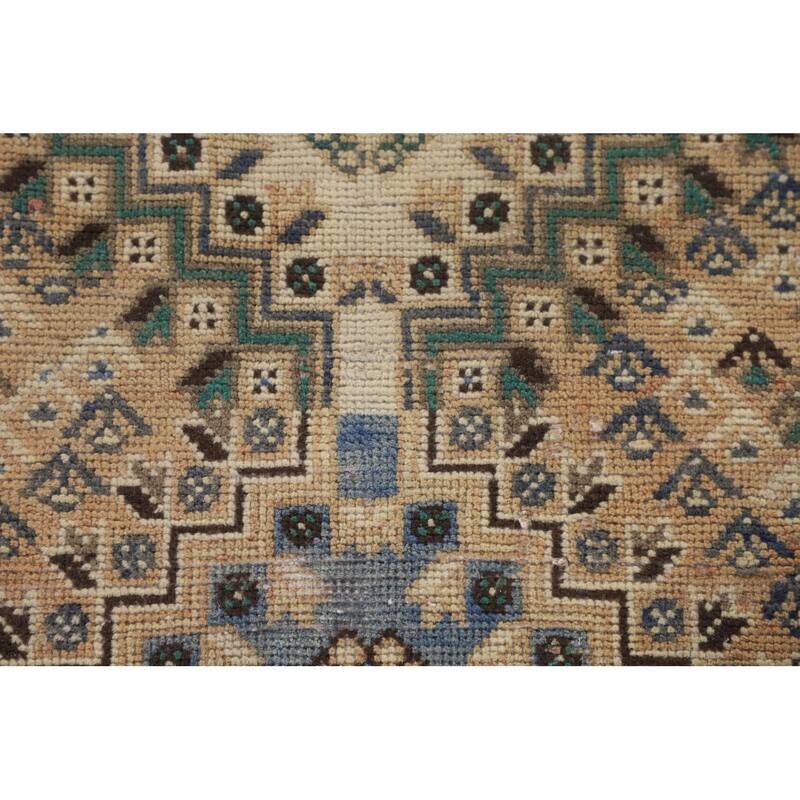 Geometric Bakhtiari Persian Vintage Rug Handmade Peach Wool Carpet - 5'4"x 9'9"