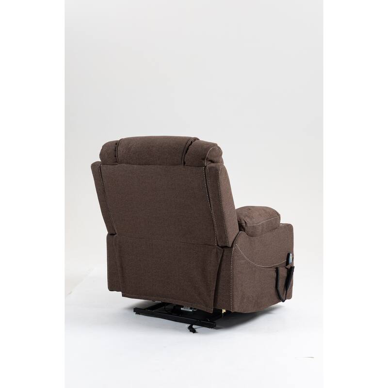 Velvet Oversized Power Lift Recliner Chair, Dual OKIN Motors & Cup Holders