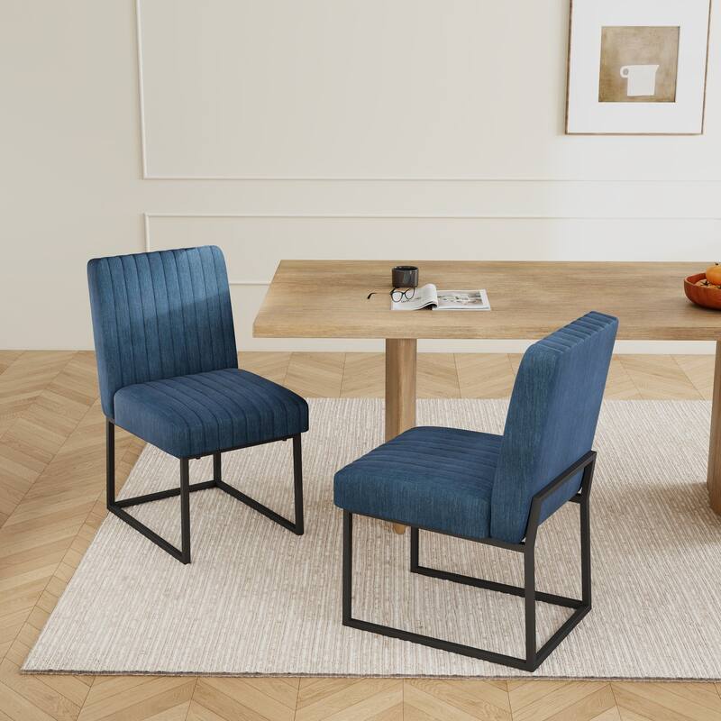 Mid Century Modern Dining Chair with Black Metal Legs