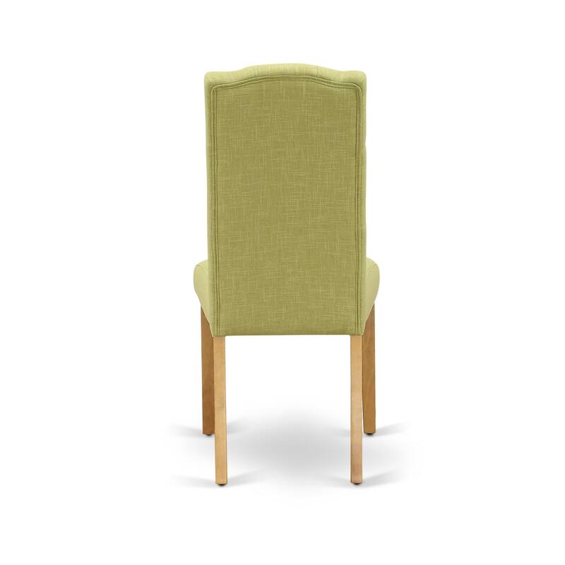 East West Furniture Dining Set- A Round Kitchen Table and Linen Fabric Parson Chairs,(Finish & Pieces Options)