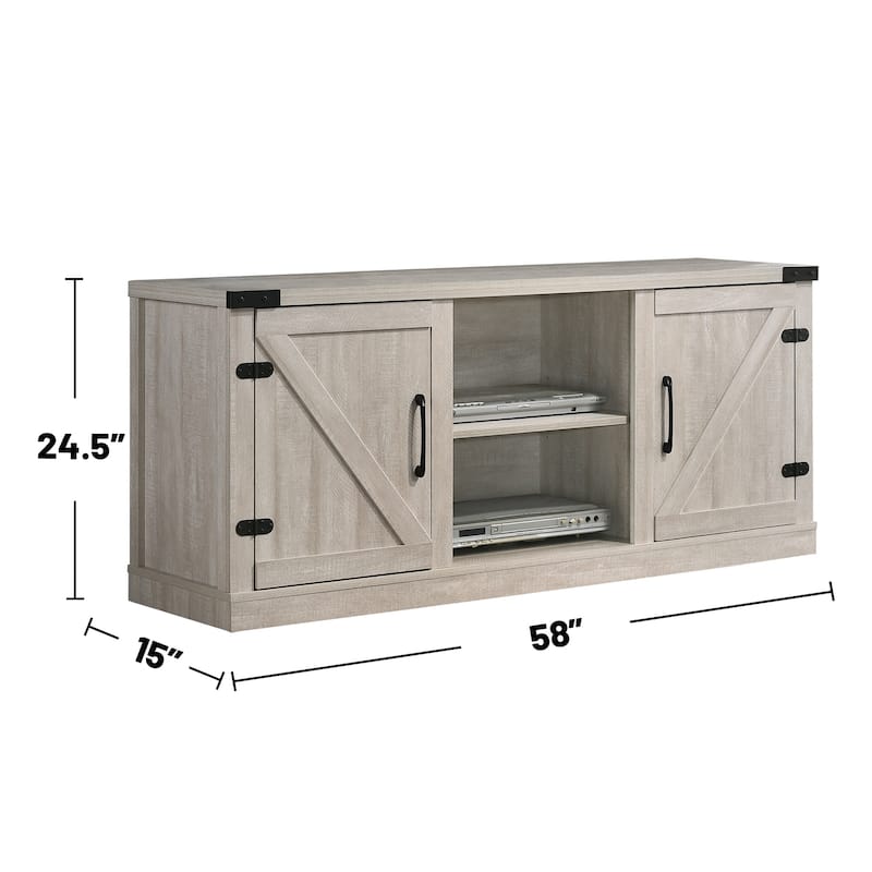 2 Doors and 2 Open Shelves Rectangle TV Stand