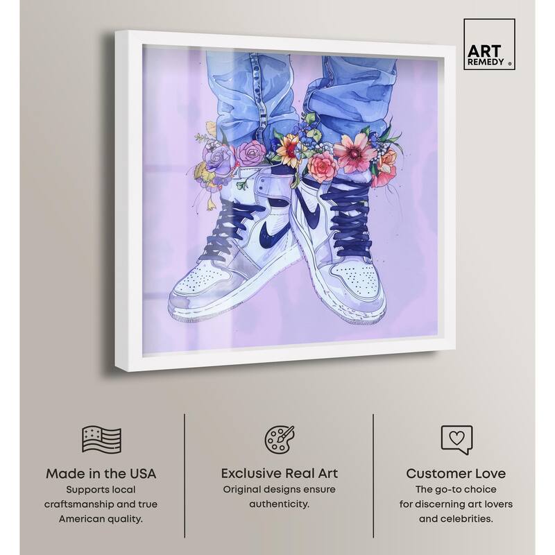 Lilac Floral Bloom Sneakers Shadowbox by Art Remedy
