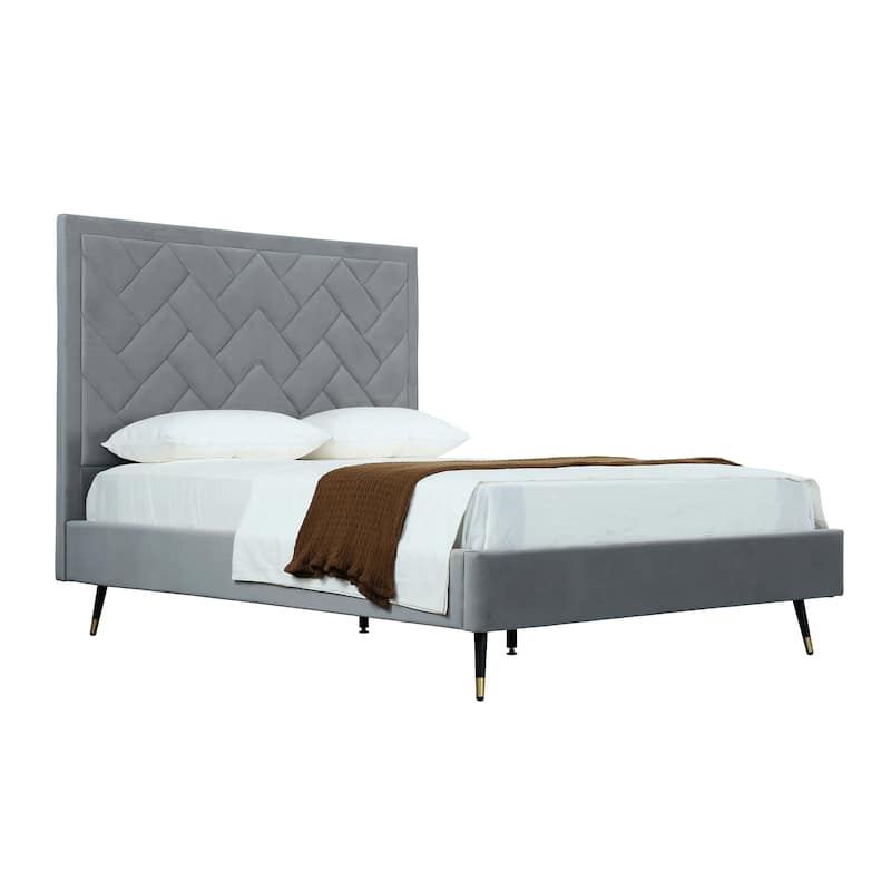 Manhattan Comfort Crosby Velvet Upholstered Bed