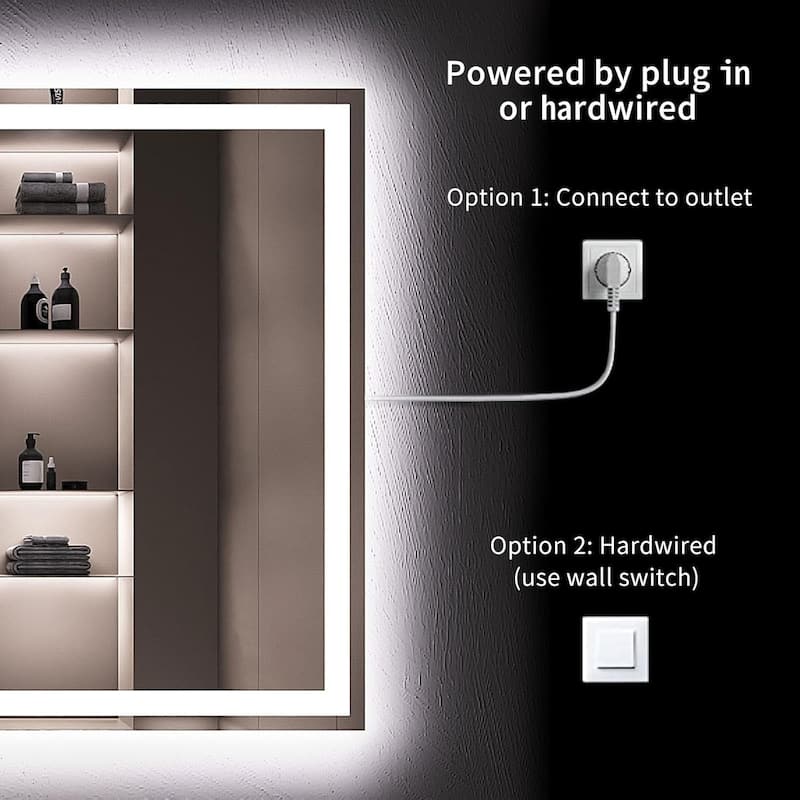 24x32 Inch Frameless LED Bathroom Mirror,Smart Mirror - White