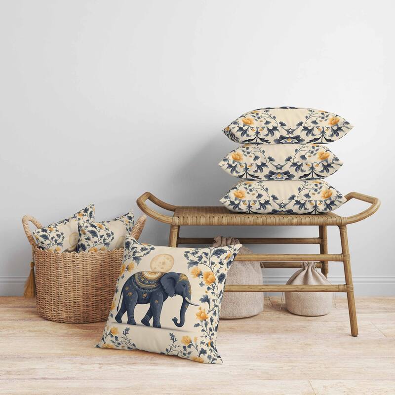 Moonbeam Elephant Faux Suede Reversible Throw Pillow Gray and Orange