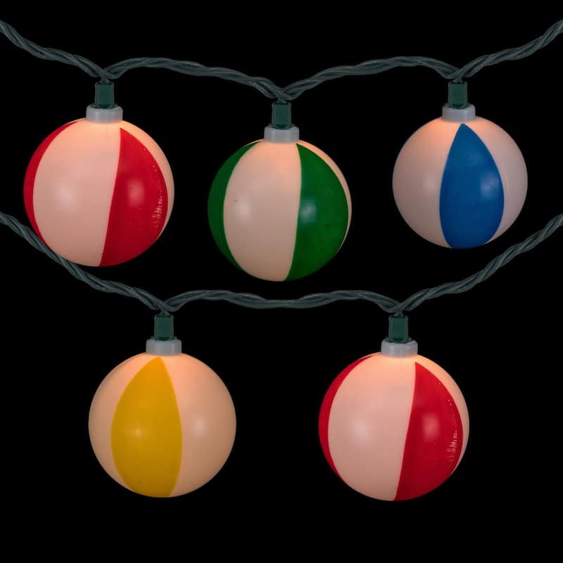 Beach Ball Patio Light Set - 6' Green Wire - 10ct
