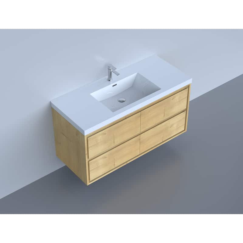 Sage 60" wall mounted bathroom vanity with single basin acrylic top
