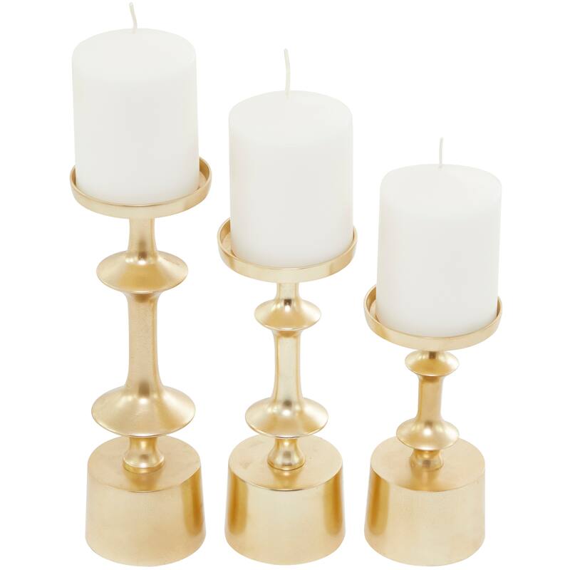CosmoLiving by Cosmopolitan Gold Aluminum Pillar Candle Holder (Set of 3)