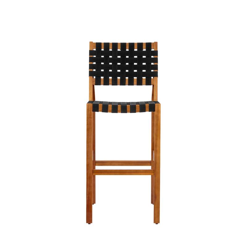 Christopher Knight Home - Solvanta Modern Solid Wood Outdoor 5-Piece Bar Height Dining Set with Rope Woven Bar Stools