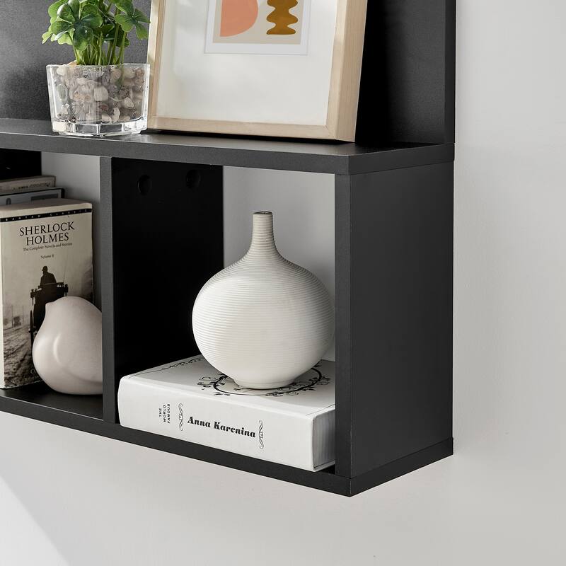 Danya B. Modern 3-Cube Floating Cubby Wall Shelf with Display Ledge