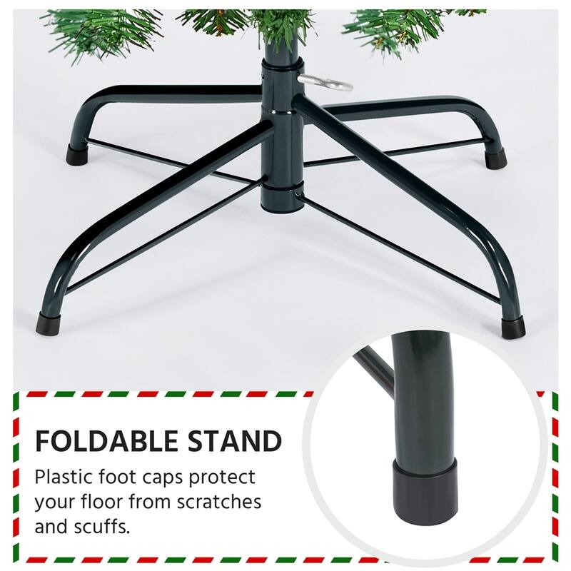 Yaheetech Pre-lit 4.5ft/6ft/7.5ft/9ft Spruce Artificial Christmas Tree with Foldable Stand, Green