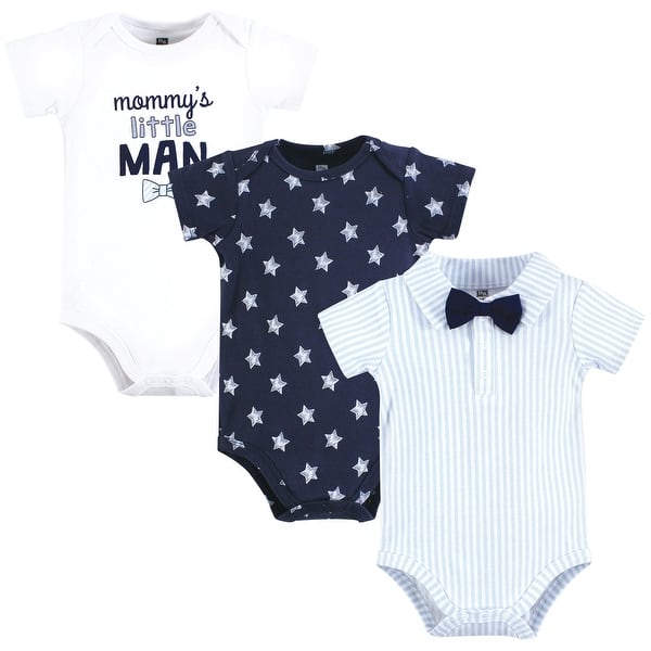 slide 1 of 1, Hudson Baby Infant Boy Cotton Bodysuits, Mommys Little Man Bow Tie 18-24 Months - Mommys Little Man Bow Tie
