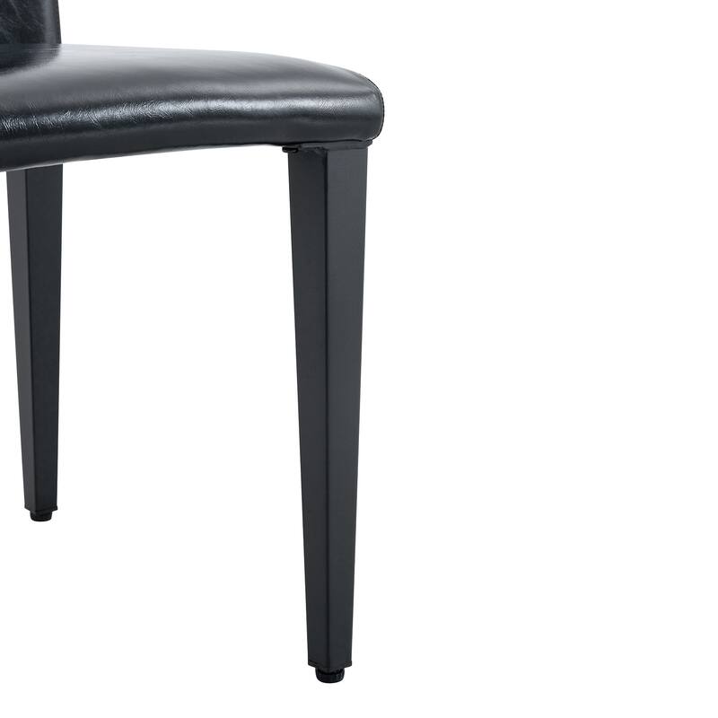 Roomfitters PU Dining Chairs with Black Legs, Simple and Comfortable Upholstered Set of 4 for Kitchen or Living