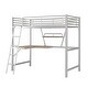 preview thumbnail 12 of 11, Industrial Modern Twin Size Loft Metal & MDF Bed with Built-in Desk and Shelf, Sturdy Construction & Safety Guaranteed, Silver