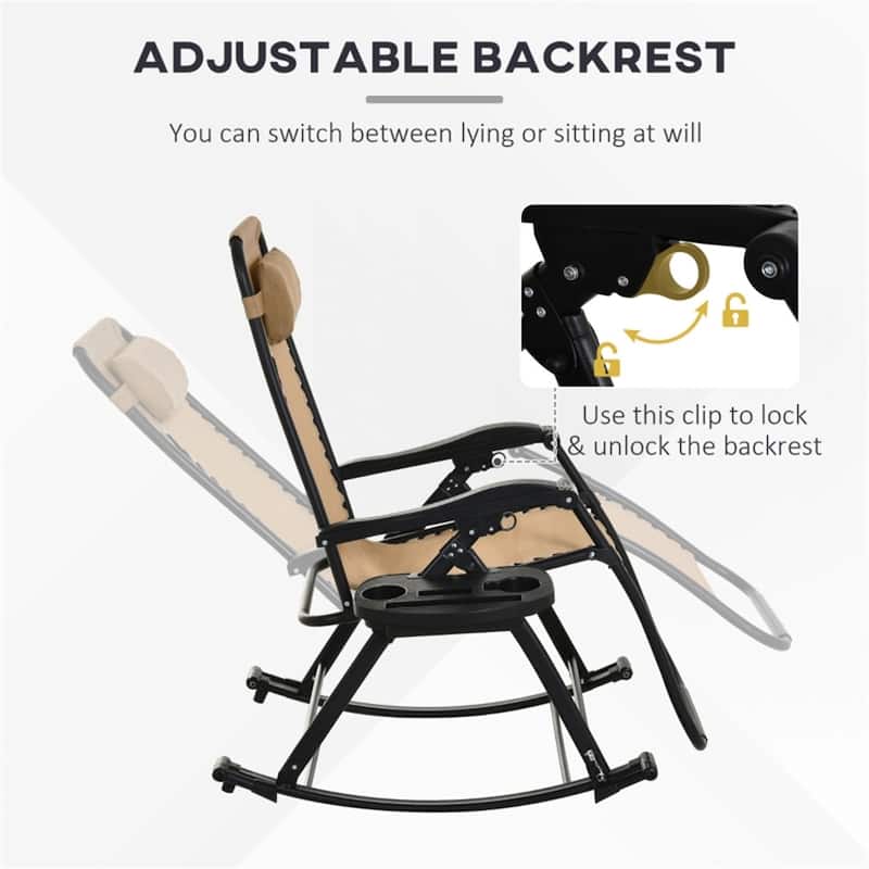 Mesh Zero Gravity Recliner Chair with Folding Legs and Cup Holders - 47.25" D x 26.5" W x 40.25" H