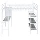 preview thumbnail 30 of 32, Loft Metal Bed with 3 Layers of Shelves and Desk, Stylish Metal Frame Bed with Whiteboard