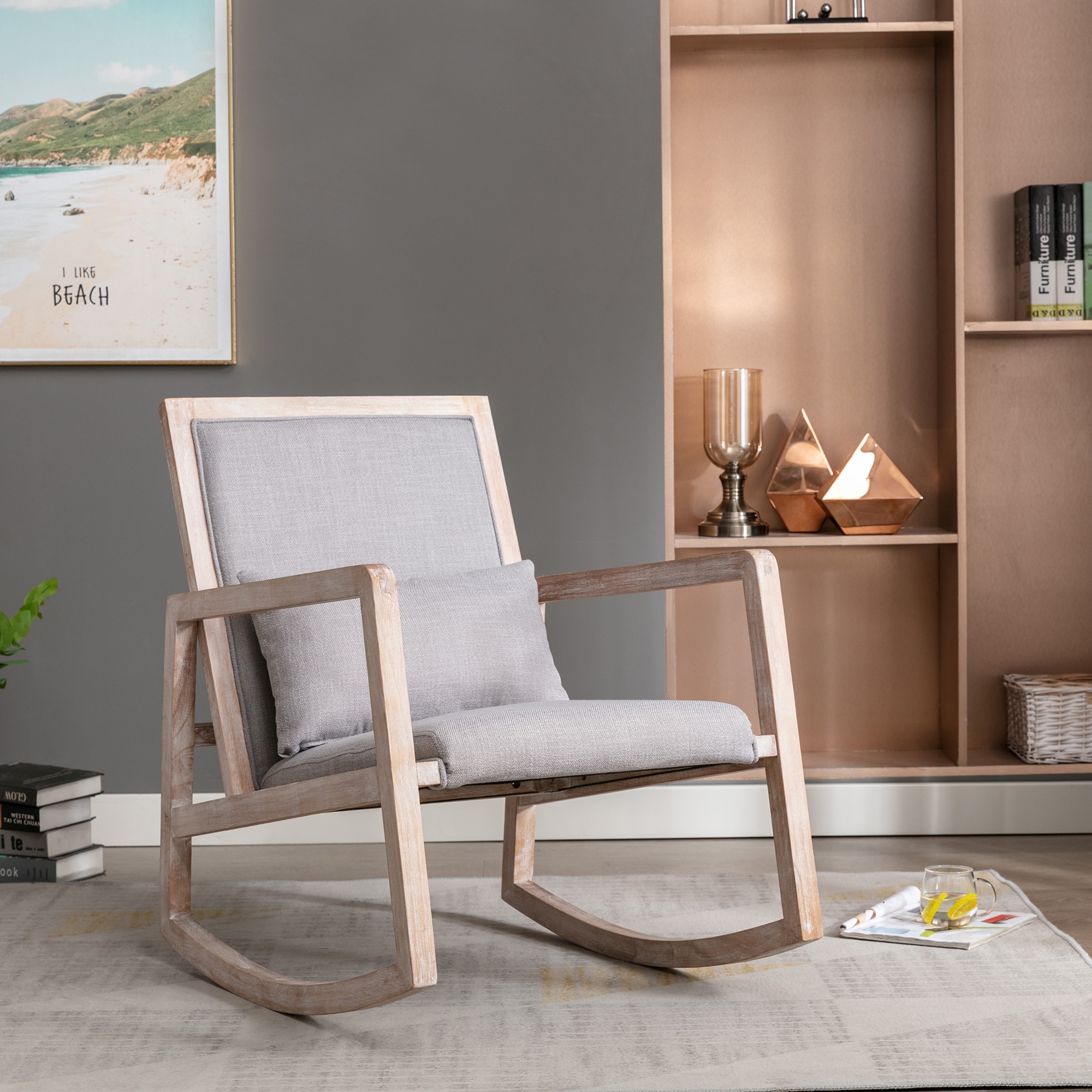 Simple Post Modern Design Rocking Chair with Removable Lumbar