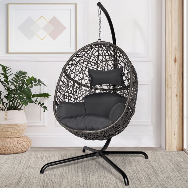 FINCATI Indoor Extra Large Egg Chair, 450 lbs Outdoor Egg Chair, Luxury Swinging Egg Chair, Cozy Egg Swinging Chair with Stand