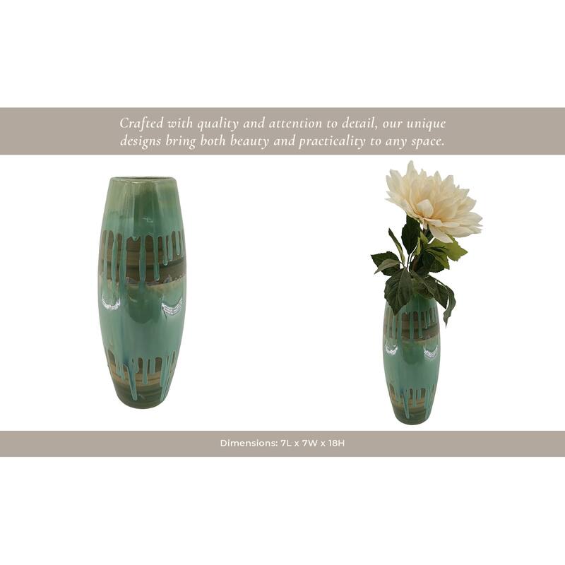 Modern Ceramic and Metal Decorative Vase with Textured Detailing