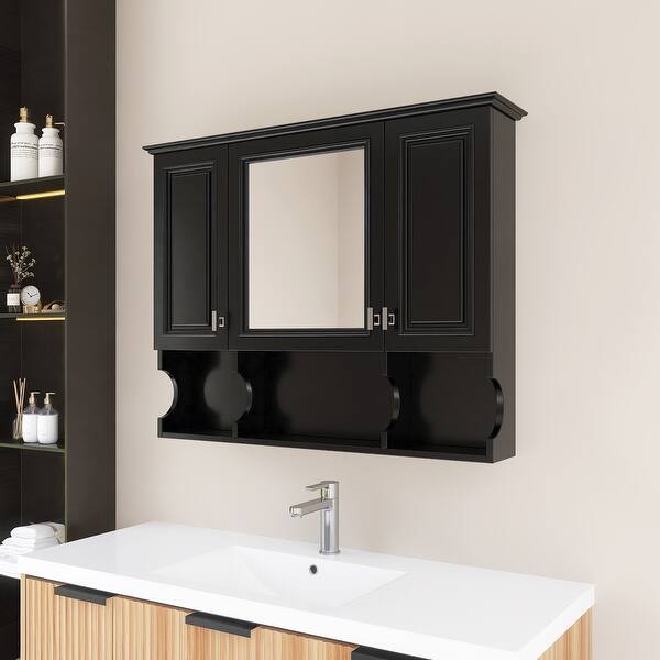 35 in. W x 29 in. H Rectangular MDF Medicine Cabinet with Mirror