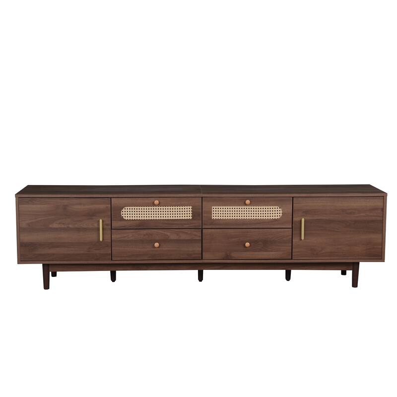 Dark Brown TV Stand Media Cabinet for 65 to 85 Inches TVs, Farmhouse Entertainment Center TV Console for Living Room