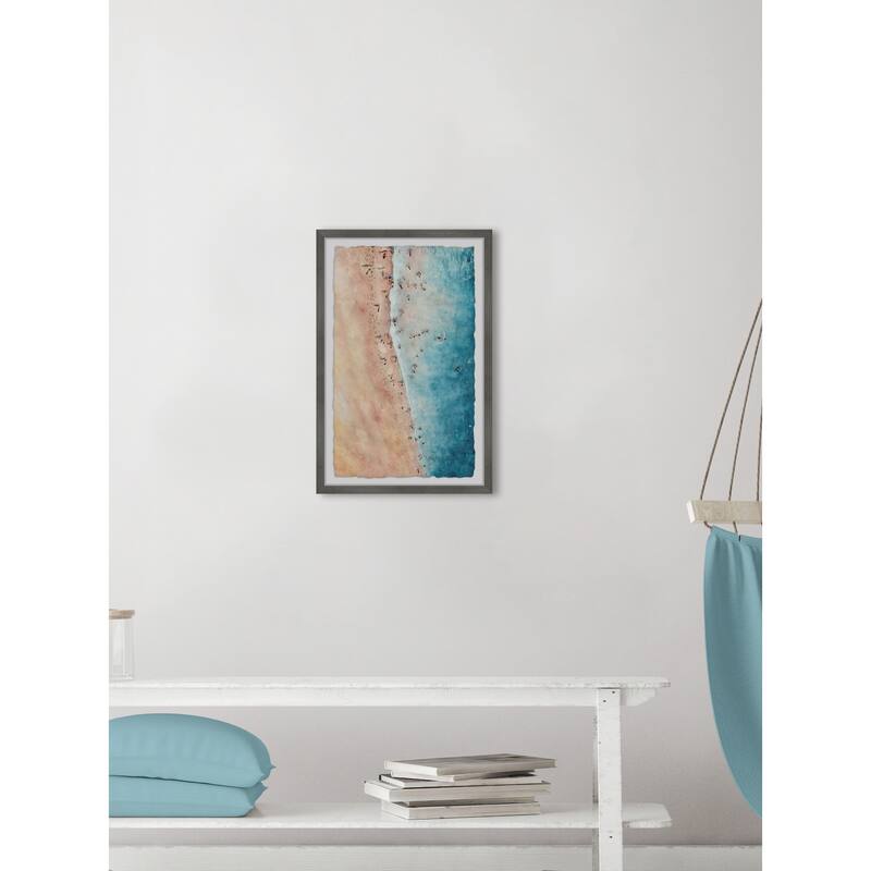 Beach Scene Framed Painting Print - Coastal Wall Art Decor - Home Stock Elegant Escape