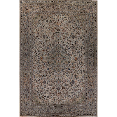 Kashan Persian Traditional Floral Area Rug Hand-knotted Wool Carpet - 9'8" x 12'8"