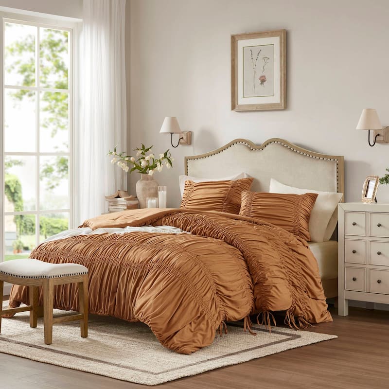 3PCS Queen Lightweight Soft Comforter Set - Brown