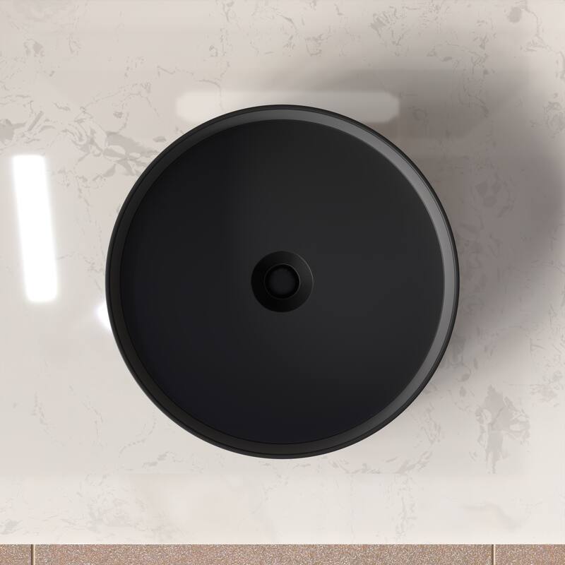 Rbrohant Round Vessel Bathroom Sink, Ceramics Sinks for Bathrooms-15.15''x15.15''x5.12''