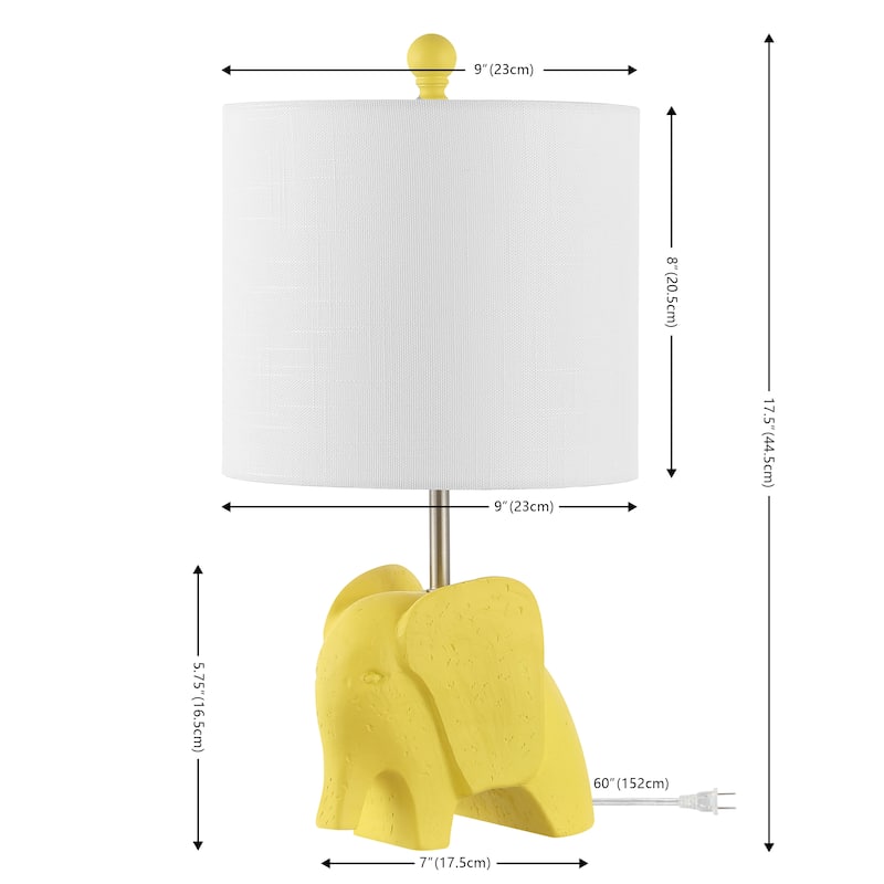 Harlow 17.5" Eclectic Southwestern Resin/Iron Elephant LED Kids Table Lamp, by JONATHAN Y
