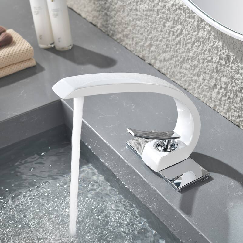 Single Handle Bathroom Faucet White Modern Bathroom Sink Faucets Single Hole Basin Vanity Mixer Taps With Deck Plate