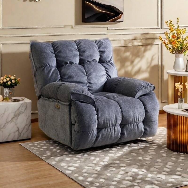 360° Swivel Electric Rocker Recliner, Plush High Backrest, Spacious Seat, Multiple Recline Positions for Ultimate Comfort
