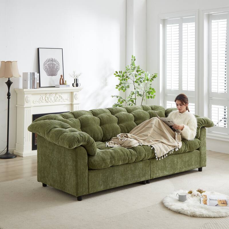 99.2" Fabric Modern Classic 3-Seater Sofa with Plush Cushions