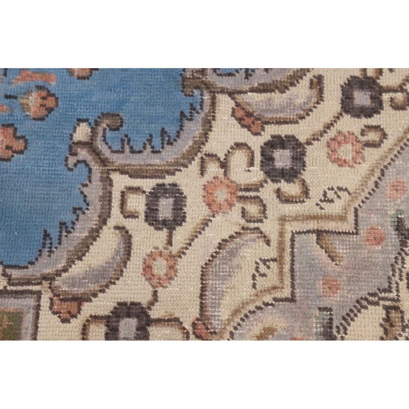 Traditional Blue Tabriz Persian Vintage Area Rug Handmade Wool Carpet - 6'4" x 9'8"