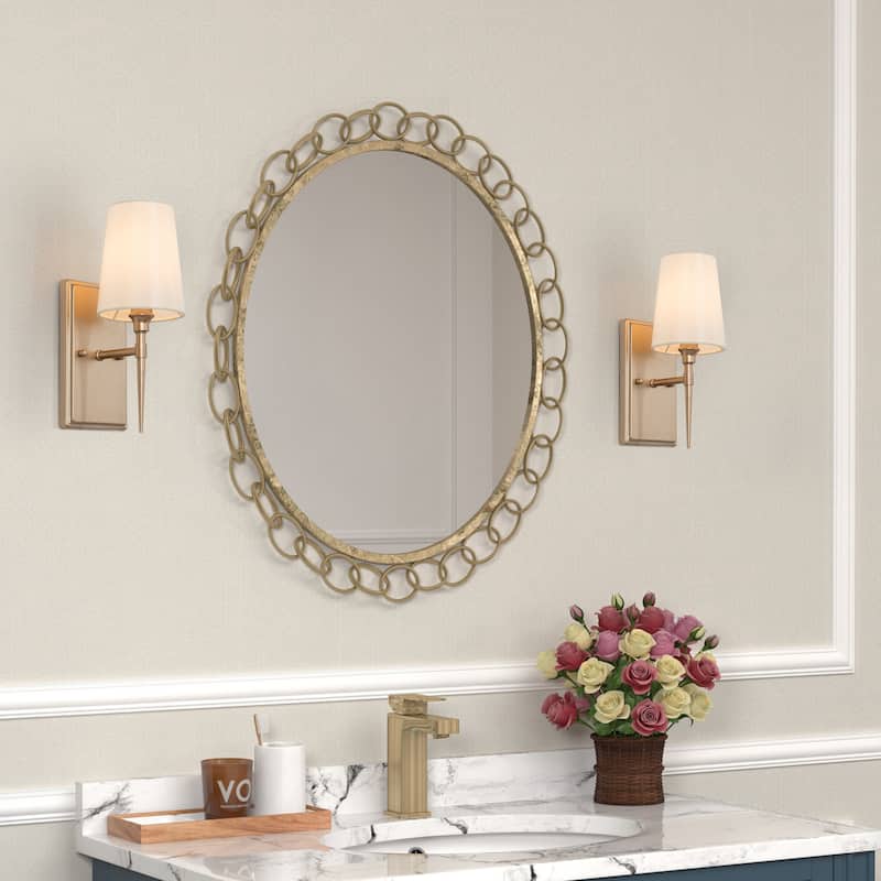 Modern 3-Light Gold Bathroom Vanity Light Fabric Wall Sconces