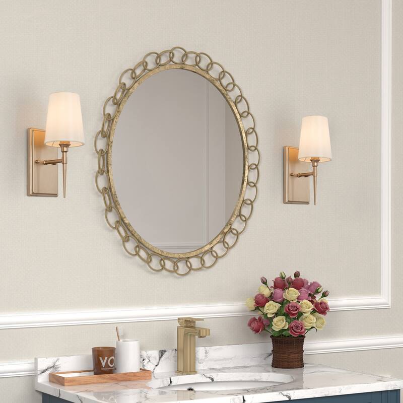 Modern 3-Light Gold Bathroom Vanity Light Fabric Wall Sconce for Powder Room - 1-Light/L 4.5"
