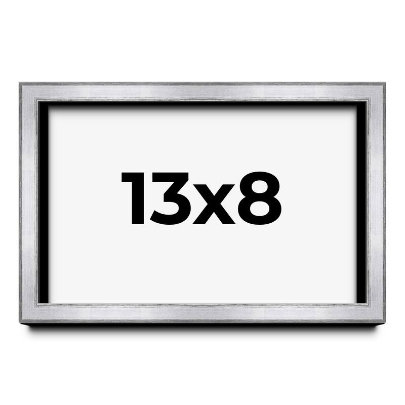 13x8 Shadow Box Frame Silver | 1.375 Inches Deep Real Wood